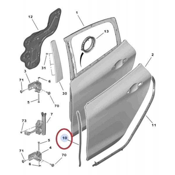 Guarnicao Borracha Lateral Porta Traseira Peugeot 208 2017
