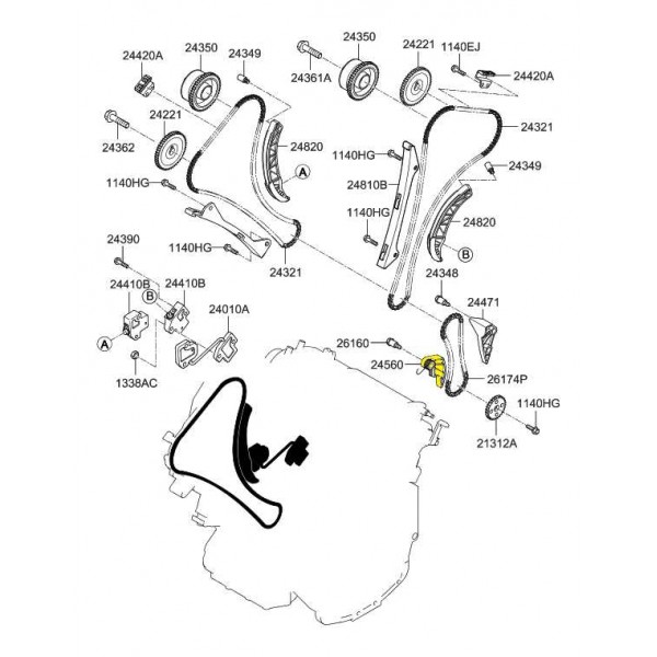 Tensor Corrente Bomba Oleo Veracruz 3.8 V6 2009 24560-3c100 - Cinza