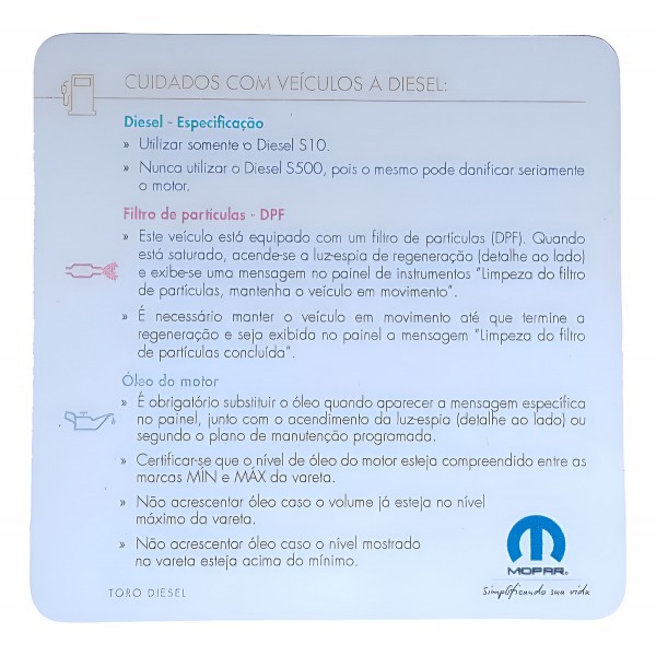 Adesivo Mopar Fiat Toro Diesel