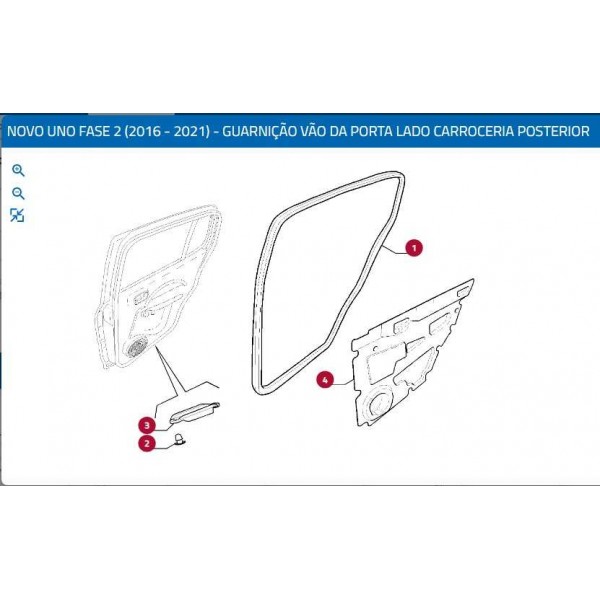 Borracha Porta Traseira Esquerdo Fiat Novo Uno 2015 50290143 Preto