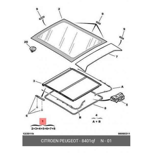 Teto Panoramico Citroen C4 Grand Picasso 8401qf Preto